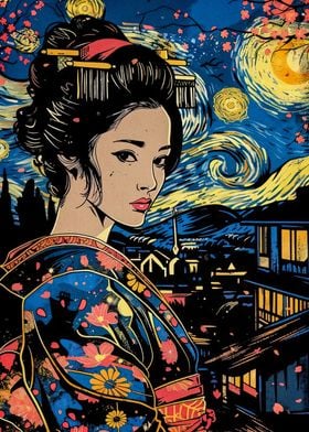 geisha japanese vangogh