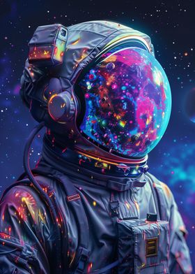 Neon Astronaut In Space