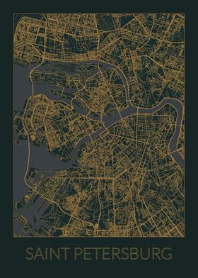 Saint Petersburg Gray Map