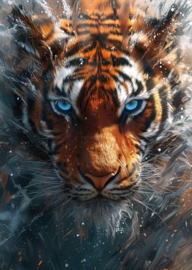 Blue Eyed Siberian Tiger