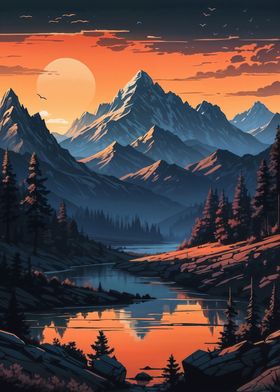 Sunset in the Mountains
