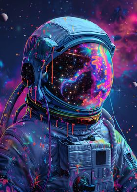 Neon Astronaut In Space