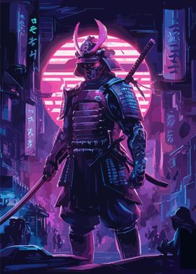 Retro Samurai Warrior