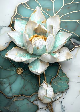 Kintsugi Lotus Marble art