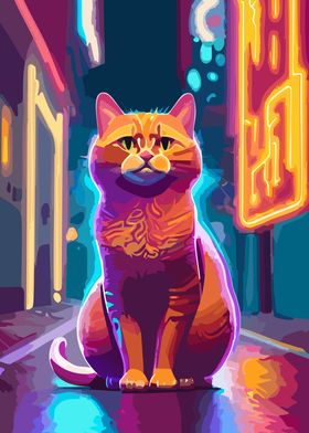 Neon Street Cat