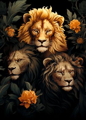 Lions Amidst Lotus