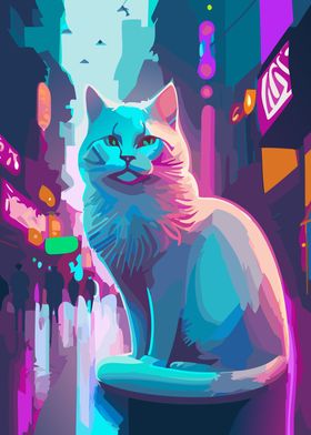 Neon Street Cat