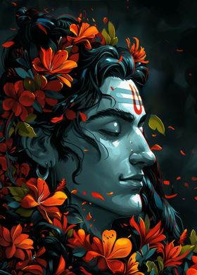 Shiva in Floral Glow