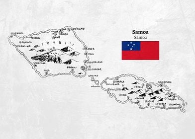 Handdrawn Samoa Map