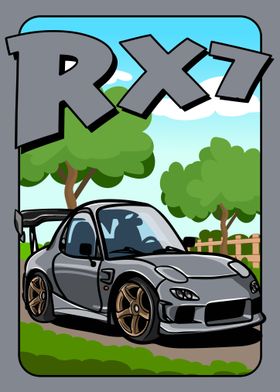 RX7 Car Cartoon