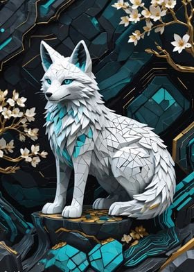 White kitsune Kintsugi 