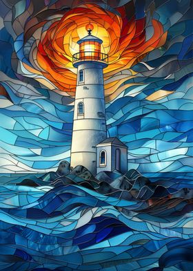 Lighthouse storm Art