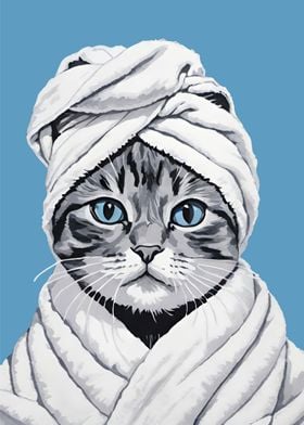 Cute Cat Bathroom Poster