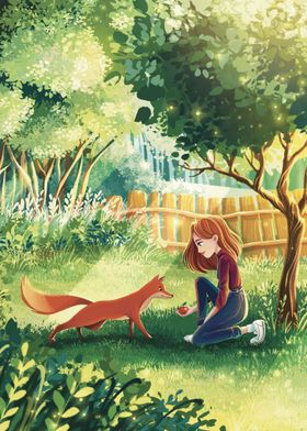 Girl and fox