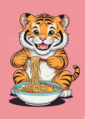 Cute Tiger and Ramen