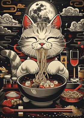 cat samurai ramen japan