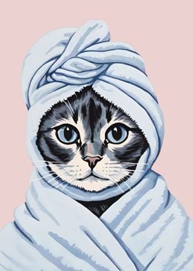 Cute Bathroom Cat Poster