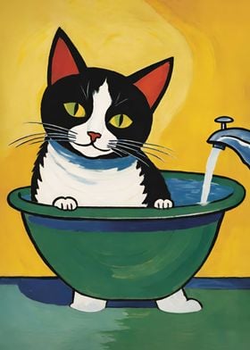 Cat Bath Cute Poster