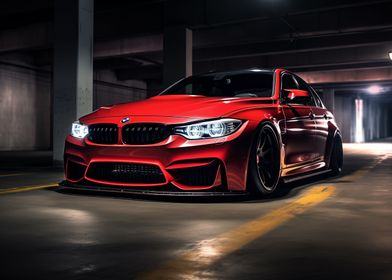 Red BMW Tuned car