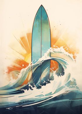 Surfboard and wave Sport