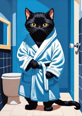 Cute Bathroom Cat Poster