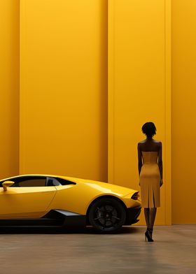 Lamborghini Woman Yellow