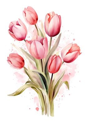 Watercolor Tulips Flower