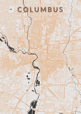 Columbus Brown Orange Map