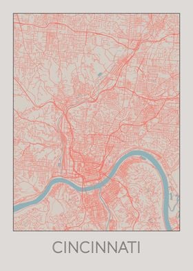 Cincinnati Vintage Map