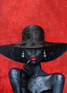 African woman red lips 