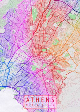 Athens City Map Colorful