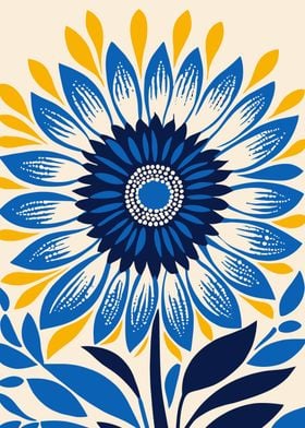 Blue Sunflower Print