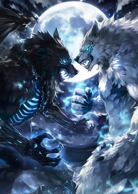 Anime Moonlight Wolf Fight