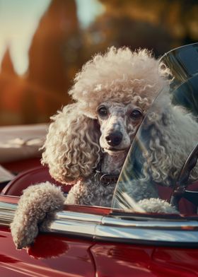 Poodle Cabriolet Car Sun