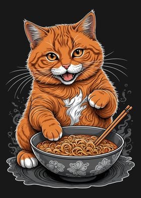 Orange Cat and Ramen