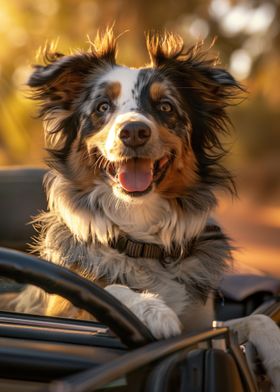 Australian Shepherd Car