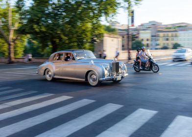 Vintage silver luxury car