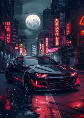 Black Red Neon Supercar