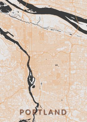 Portland Brown Orange Map