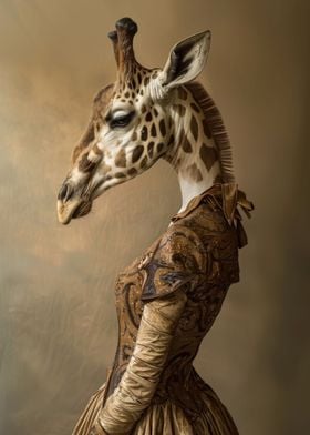 Giraffe in a Vintage Gown