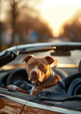 Pit Bull Cabriolet Car Dog