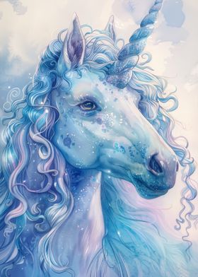 White Blue Unicorn