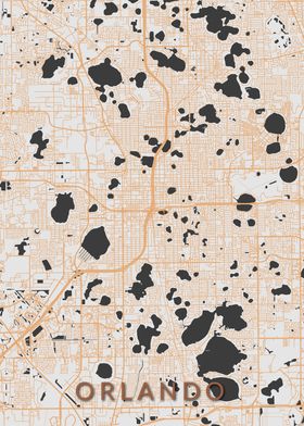 Orlando Brown Orange Map