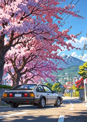 car ae86 Ghibli style