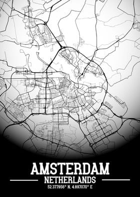 Amsterdam City Map White
