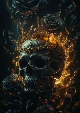 Skull with black and gold