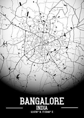 Bangalore City Map White
