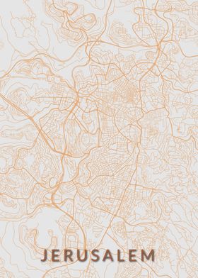 Jerusalem Brown Orange Map