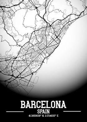 Barcelona City Map White