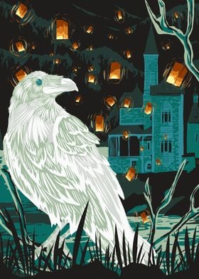 White crow with lantern